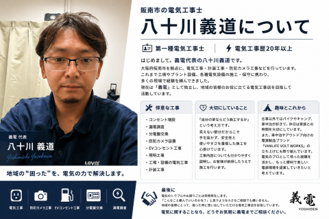 はじめまして。義電代表の八十川義道です。